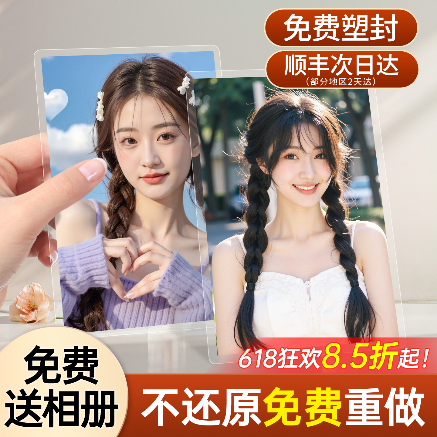 洗照片塑封相片打印冲印过塑定制56寸高清冲洗手机里的做成相册本