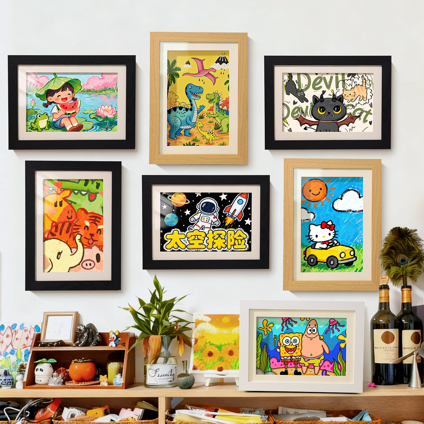 儿童画作装裱收纳画框奖状上墙神器幼儿园作品A4展示框磁吸翻盖,家居饰品,相框/画框,淘宝优惠券,粉丝福利购,淘宝优惠卷