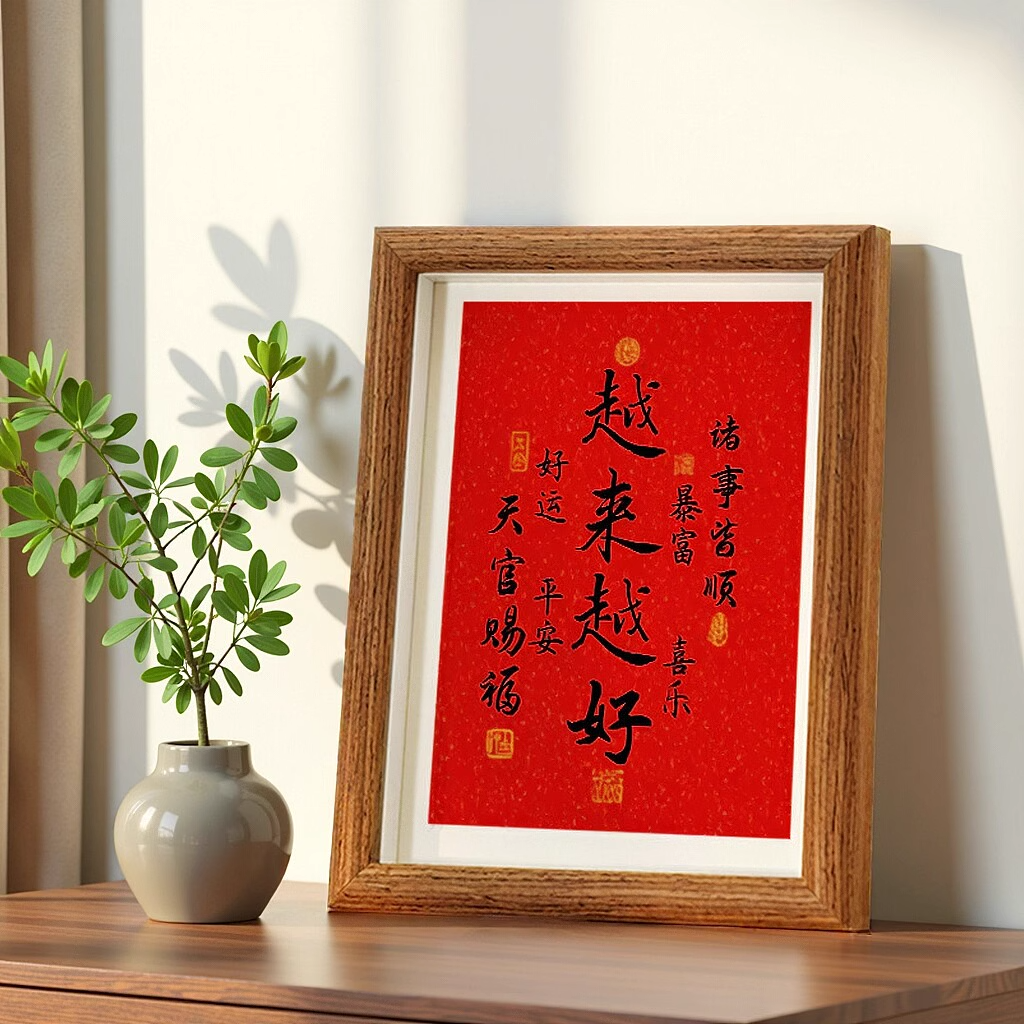 越来越好弘一法师字画摆件