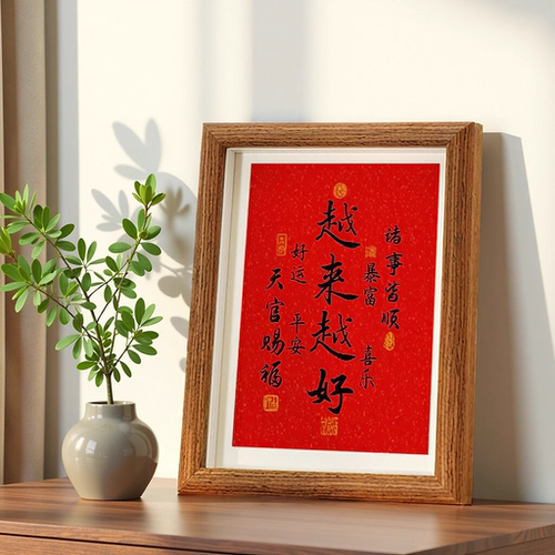 越来越好弘一法师字画摆件