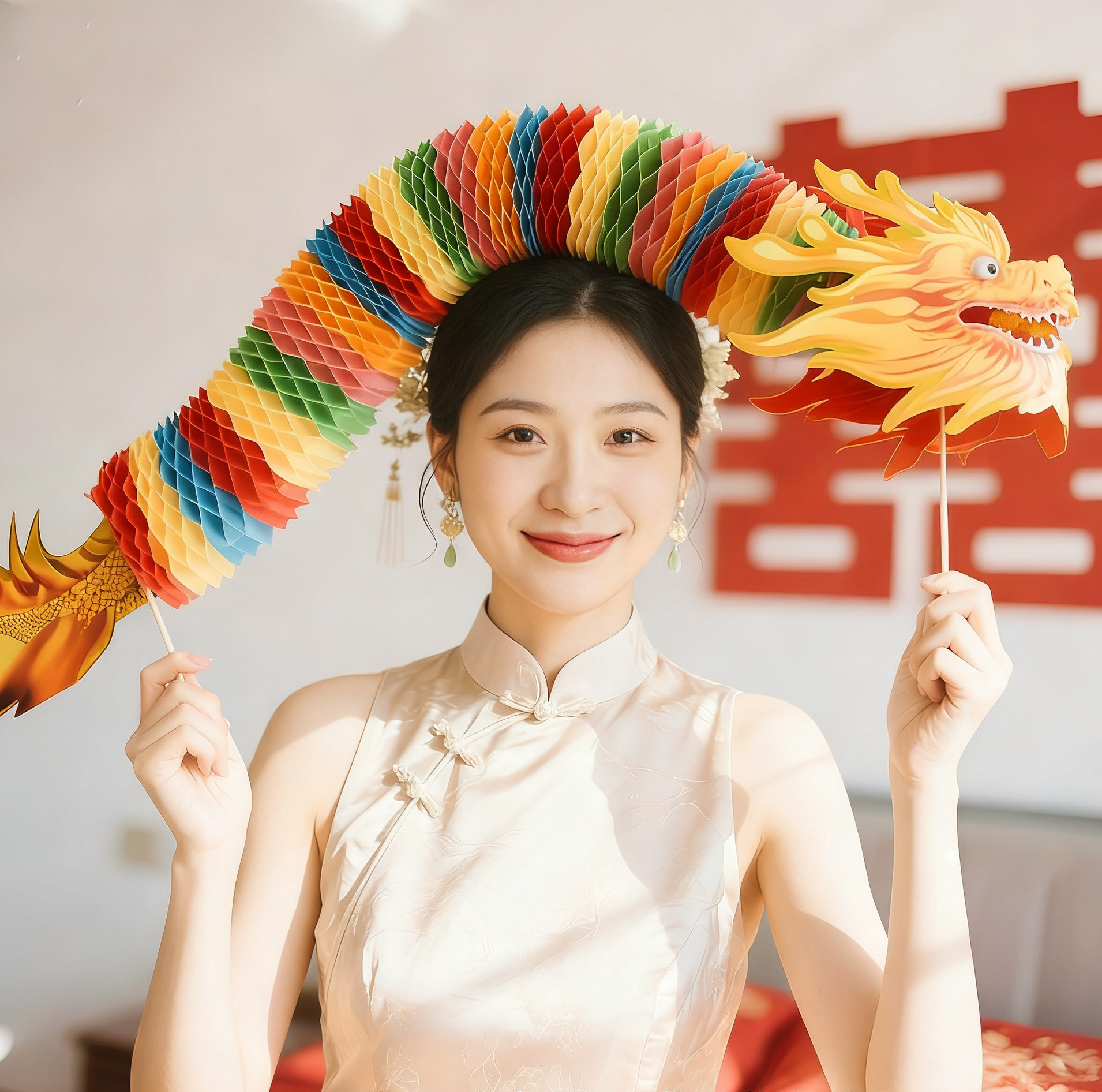 结婚接亲拍照道具舞龙拉花