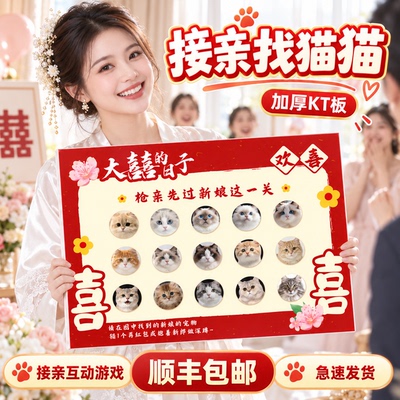接亲先过猫猫关游戏找狗狗大作战猜猫咪认结婚婚礼拍照创意小道具