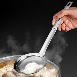 滤油勺304不锈钢长柄油炸隔漏勺超密80目油渣浮沫网浮沫过滤沥水
