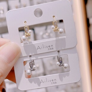 艾莉森新品新款耳扣珍珠耳钉耳环气质百搭高级精致女耳饰耳扣批发