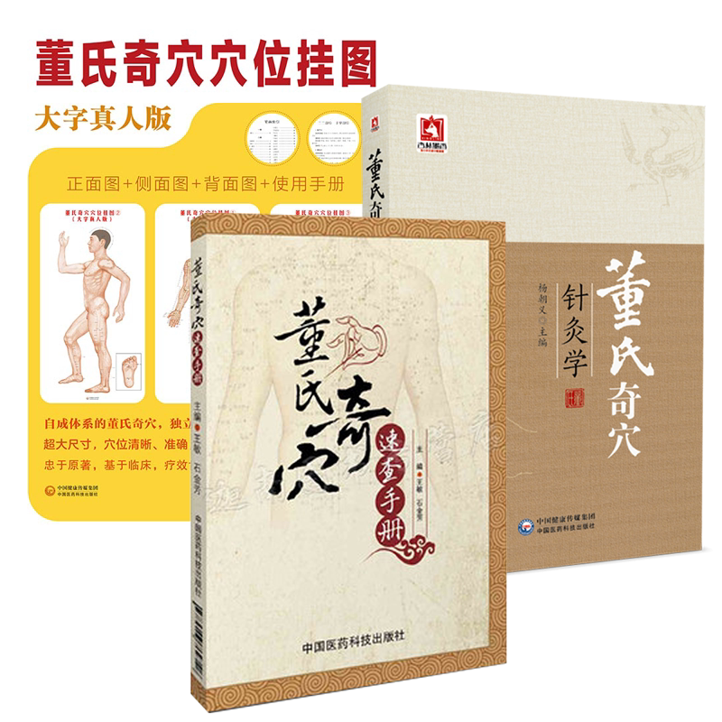 共3册 董氏奇穴速查手册/董氏奇穴针灸学/董氏奇穴穴位挂图中国医药科技出版社