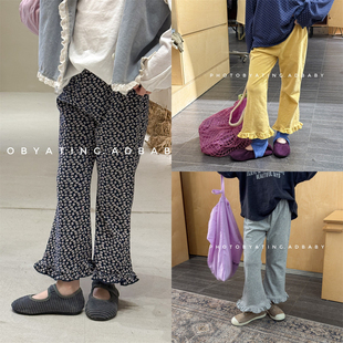 女童时尚 韩版 春夏款 长裤 宝宝百搭休闲裤 百搭喇叭裤 儿童打底喇叭裤