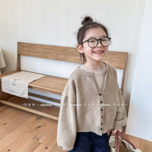 儿童韩版毛衣开衫上衣秋冬款男女童保暖毛线衣宝宝百搭针织衫外套