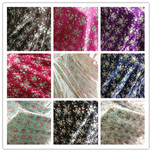 仿真丝小碎花印花色丁丝绸布料 古装汉服礼服和服连衣裙手工DIY