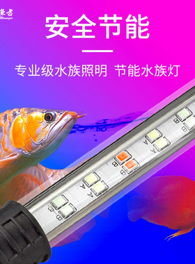鱼缸灯led灯水族箱观赏鱼照明灯管三基色小型防水潜水灯超亮增艳