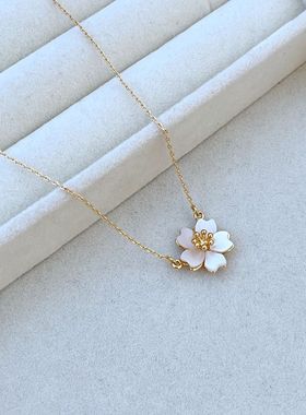 金属天然贝壳十字链项链