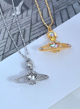 金属瓜子链土星造型项链