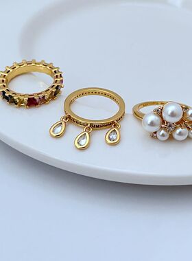 女式金属时尚三件套戒指