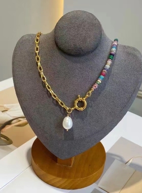 珍珠石头金属女拼接设计