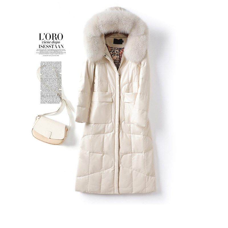 今年流行特惠海宁绵羊皮羽绒服女中长款狐狸毛皮草连帽2025冬季