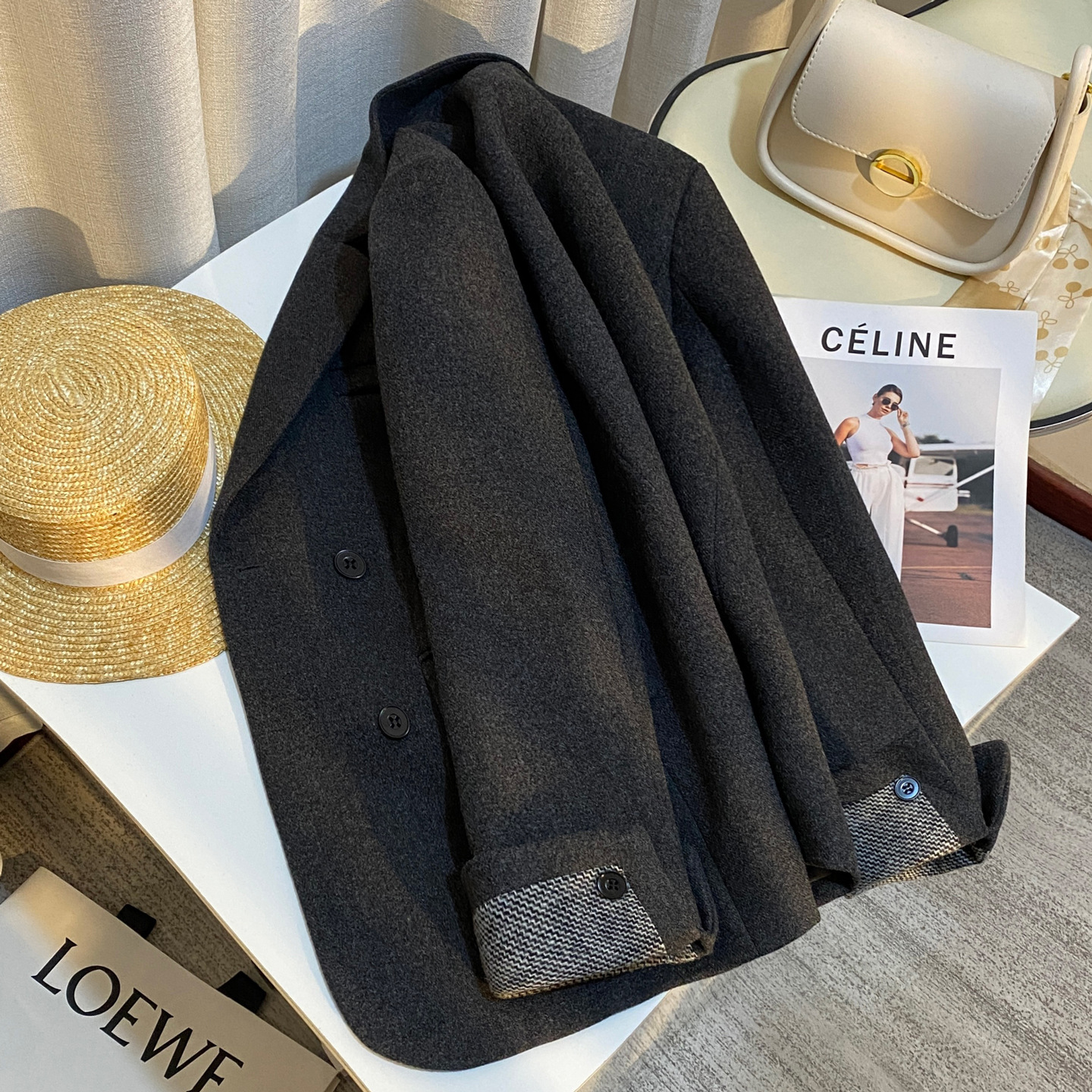 今年流行特惠灰色洋气高级质感毛呢西装外套女2025秋冬新款休闲