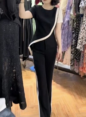 今年流行特惠26081新大爱美依缘2026新款气质不规则上衣直筒裤