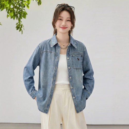 今年流行特惠牛仔衬衫外套女2026春秋新款小个子复古宽松休闲时尚