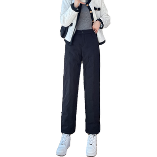 羽绒裤女秋冬季外穿时尚高腰白鸭绒防寒保暖小个子九分休闲直筒裤