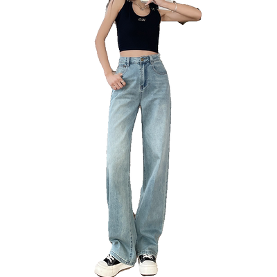 复古窄版阔腿牛仔裤女
