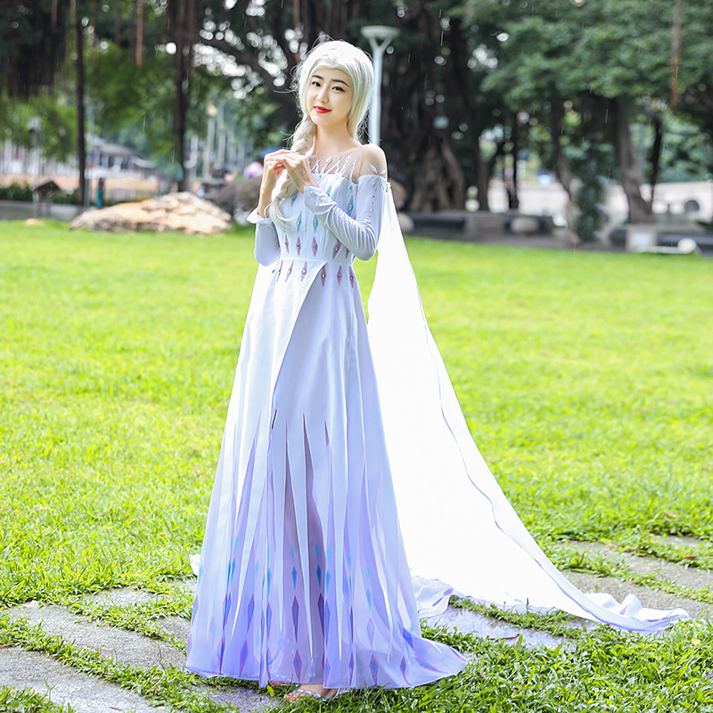 现货冰雪奇缘2艾莎cos爱莎白色婚纱礼服裙冰雪公主cosplay女服装-封面