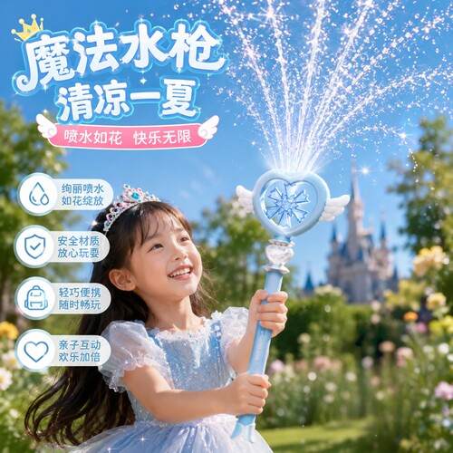 新款仙女棒水枪儿童玩具大容量喷水抽拉式夏日打水仗神器魔法女孩