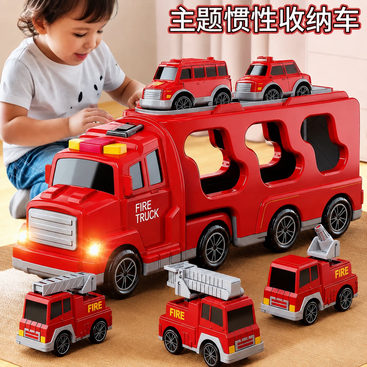 消防合金工程车玩具男孩礼物图片