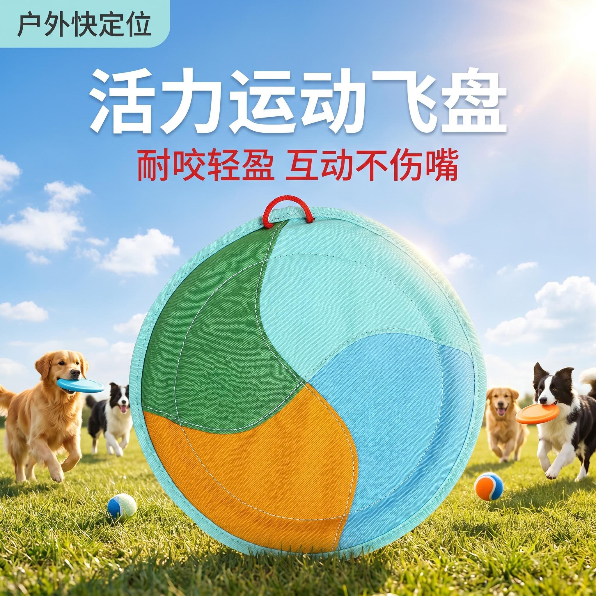 宠物狗狗飞盘耐咬尼龙牛津布轻量化互动不伤嘴户外遛狗玩具可浮水