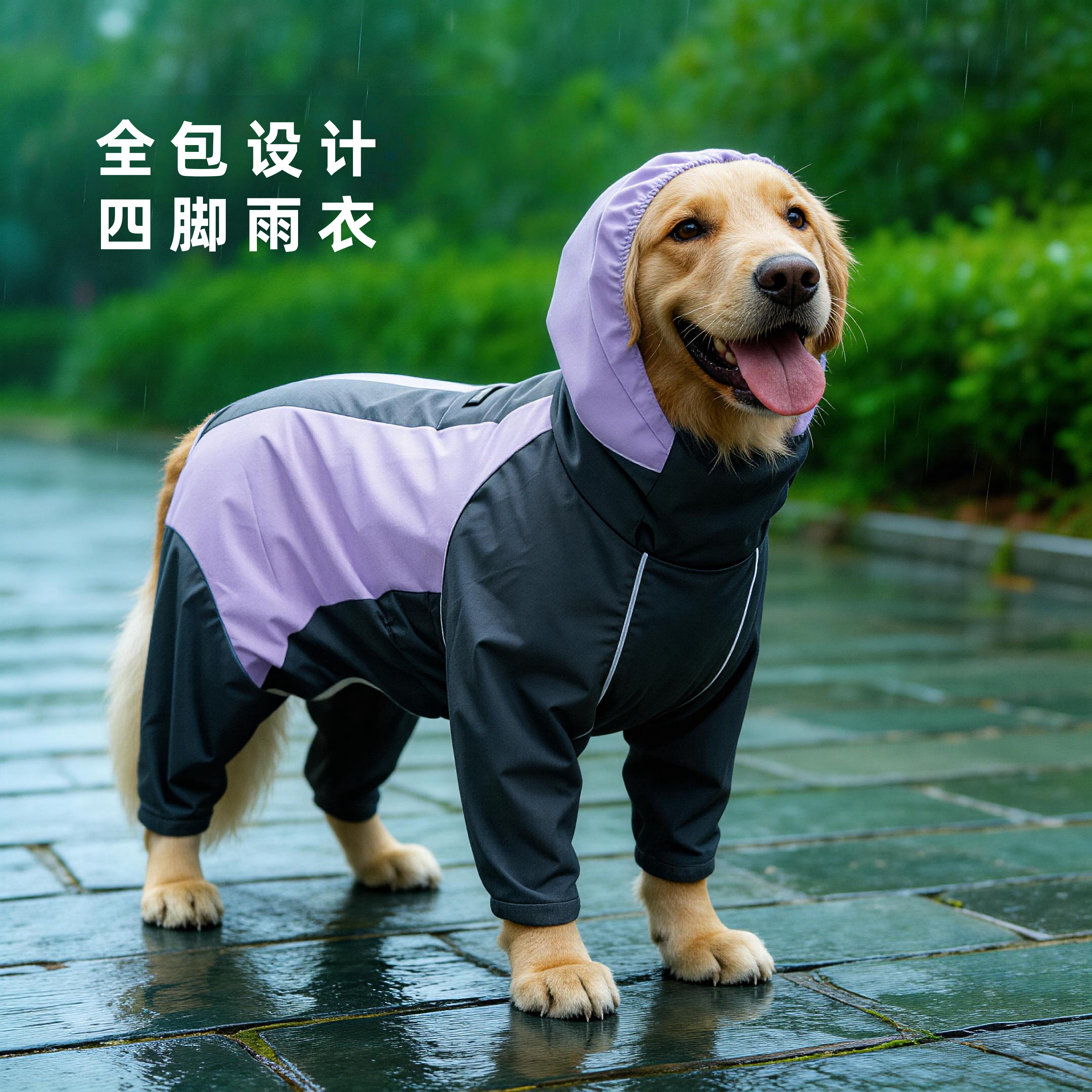 狗狗四脚全包雨衣舒适防水透气户外宠物冲锋衣小中大型犬边牧金毛