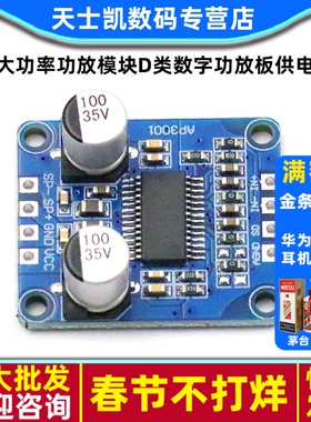10W/20W/30W大功率功放模块D类数字功放板供电DY-AP300112V/24V