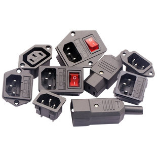 三芯电源线插头插座公头母头充电品字插头延长线AC电源纯铜座子