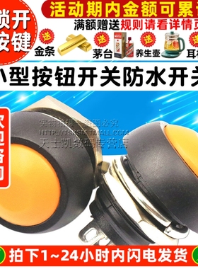 小型按钮开关防水开关自复位PBS-33B 12MM橙色 无锁开关按键
