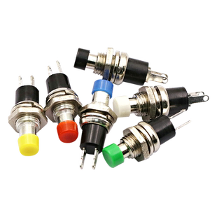 小型圆形按钮PBS-110 2脚自复位自锁7MM开关点动电源按键开关铜脚