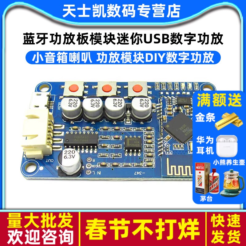 蓝牙功放板模块迷你USB数字功放小音箱喇叭 功放模块diy数字功放