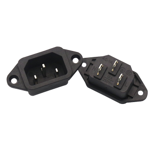 电饭锅电源插座 品字形插座 黑色铜脚 三孔插座 小耳座插座