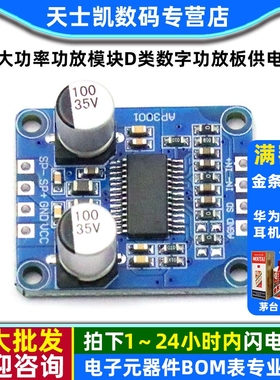 10W/20W/30W大功率功放模块D类数字功放板供电DY-AP300112V/24V