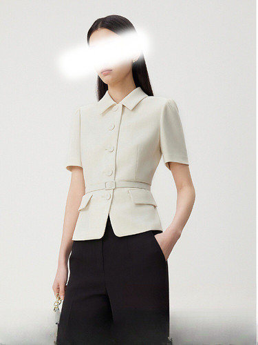 夏季新款短袖翻领西装外套气质通勤办公室女老板穿搭气质百搭收腰