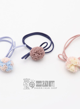 花球蕾丝发绳~简约基础马尾扎发清新甜美少女皮筋头绳头饰发圈韩