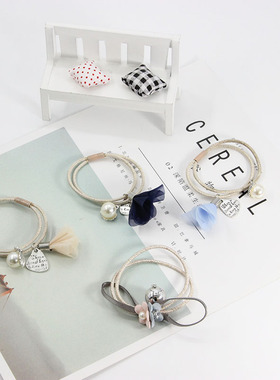 韩国甜美百搭扎头发橡皮筋发绳花朵头绳蝴蝶结珍珠头花发圈发饰