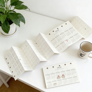 年历奏折页2026年奏折内页风琴页M5A7十折日历年历内页替芯手帐活