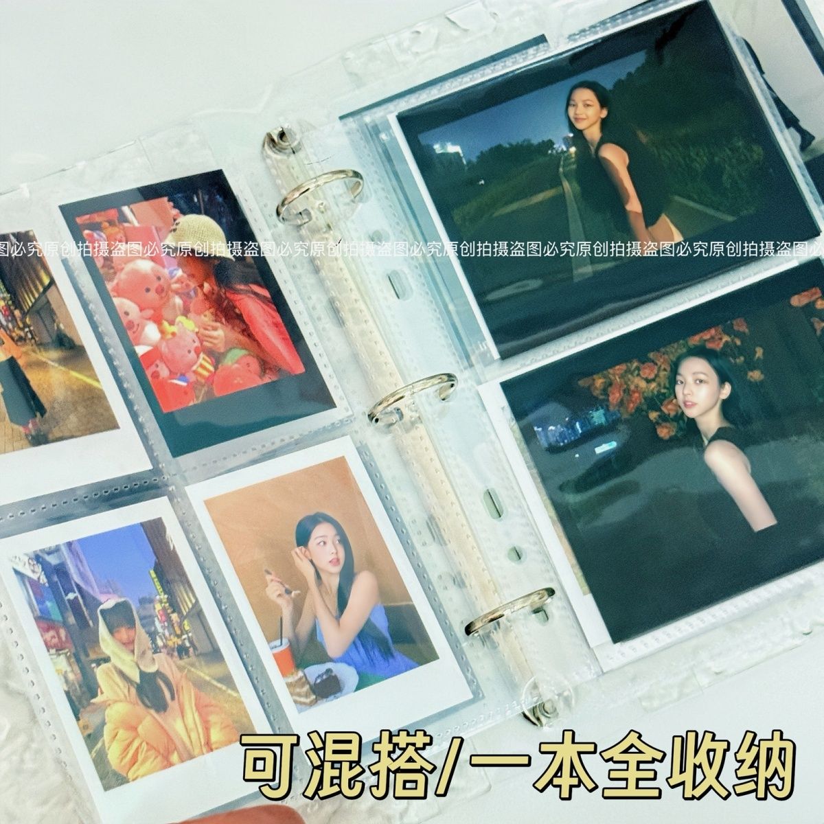 拍立得相册本混合尺寸富士拍立得水波纹卡册三孔大A5活页wide/sq/图片