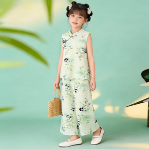 夏季女童棉绸国风套装