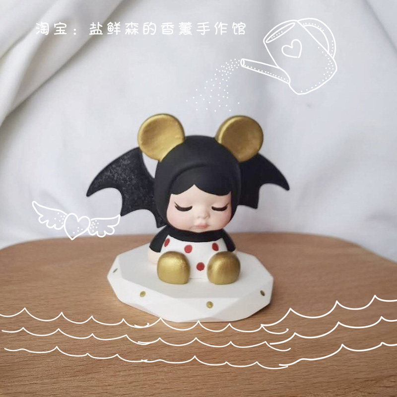 创意手绘德古拉小伯爵睡眠宝宝汽车装饰用品中控内饰石膏车载摆件