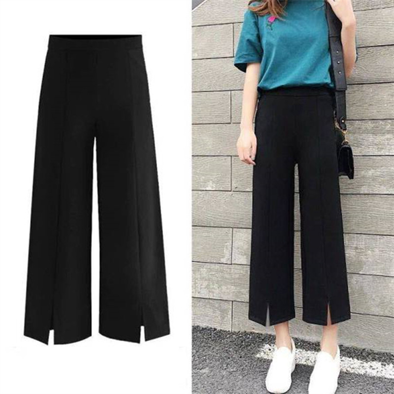 Spring and summer wide leg pants women's high waist drop loose straight pants versatile suit casual pants split