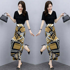 Wide leg pants suit women's fashion summer new foreign style show thin age reducing two piece suit