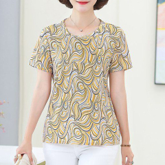 Summer new age reducing large size short sleeve middle-aged and old aged top mother's loose and thin base coat