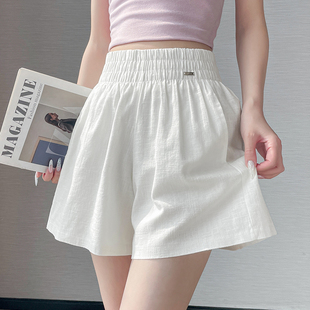 女有内衬 棉麻高腰宽松休闲显瘦阔腿百搭短裤 起风树下2026夏季 新款
