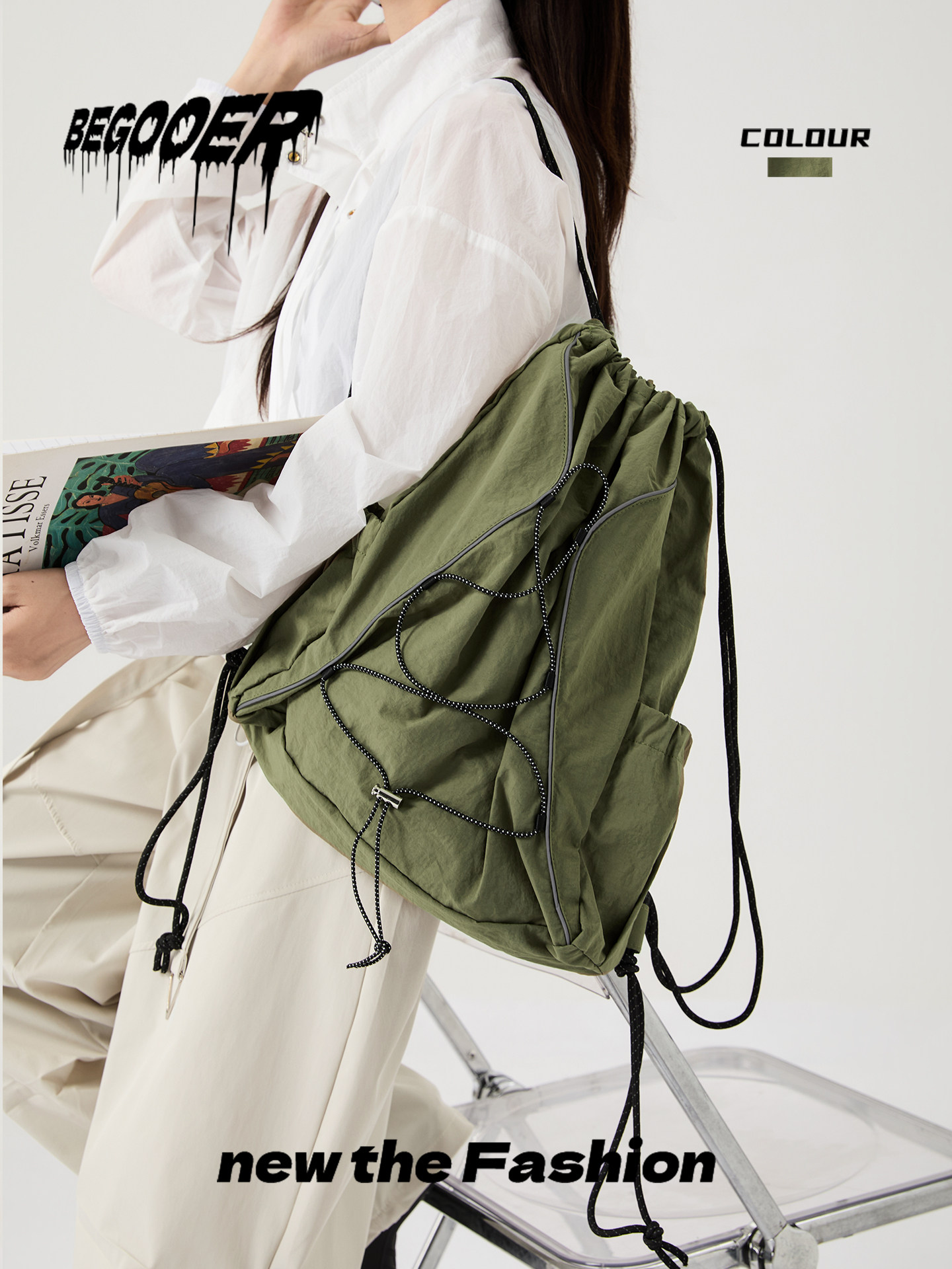 BEGOOER Outdoor Lightweight Drawstring Backpack for Women, New Travel Minimalist Cinch Bag, Sport Casual Backpack - Thumbnail 6