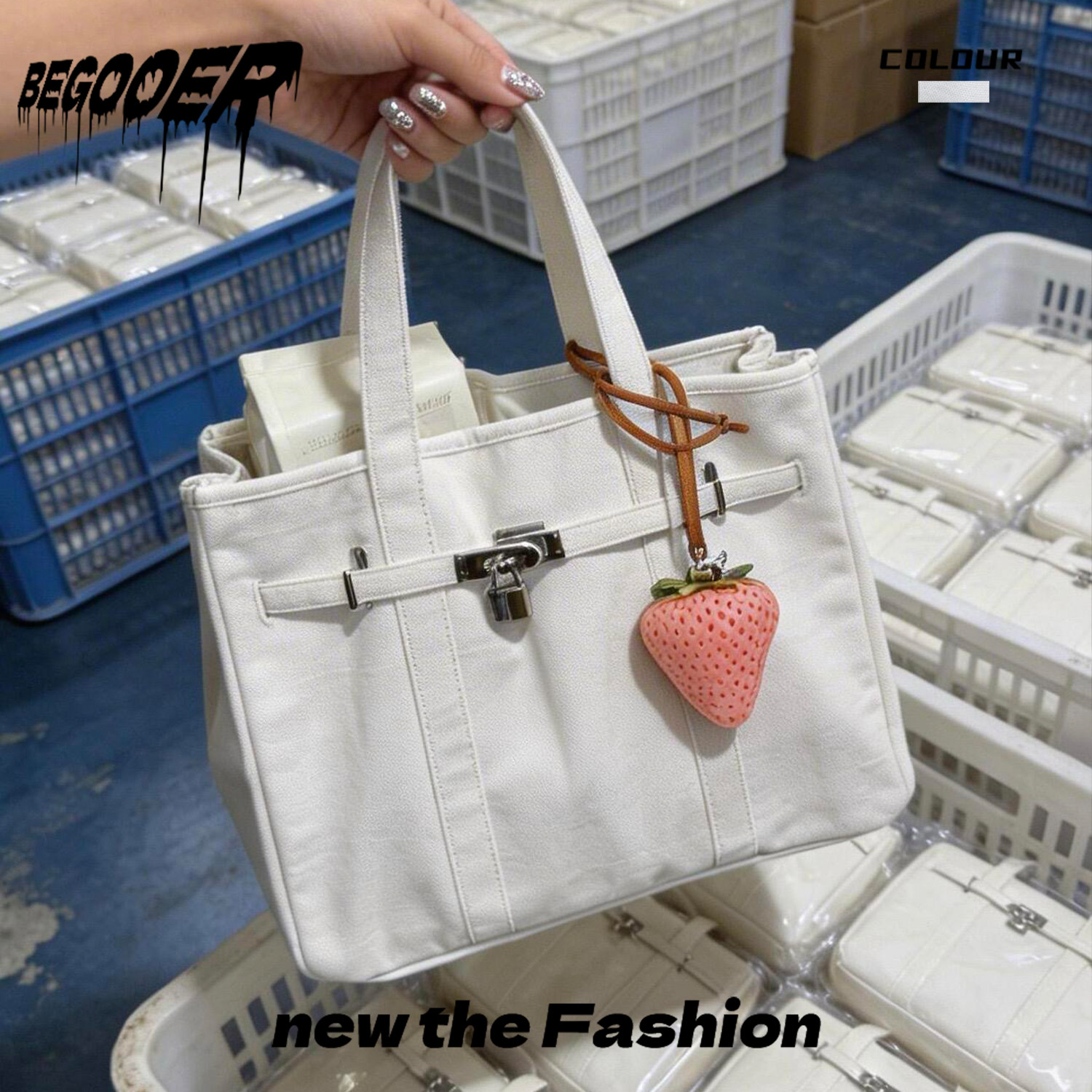 BEGOOER European and American Fashion Large Capacity Shopping Bag, Commuter Laptop Handbag, Stylish Spliced Tote Bag for Women - Thumbnail 2
