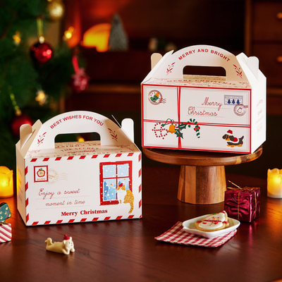 2025圣诞包装盒饼干糖果棒棒糖礼盒雪花酥手提盒子常温蛋糕盒空