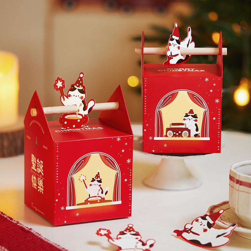 圣诞苹果包装盒手提雪花酥糖霜饼干糖果盒子平安果礼品盒烘焙礼盒